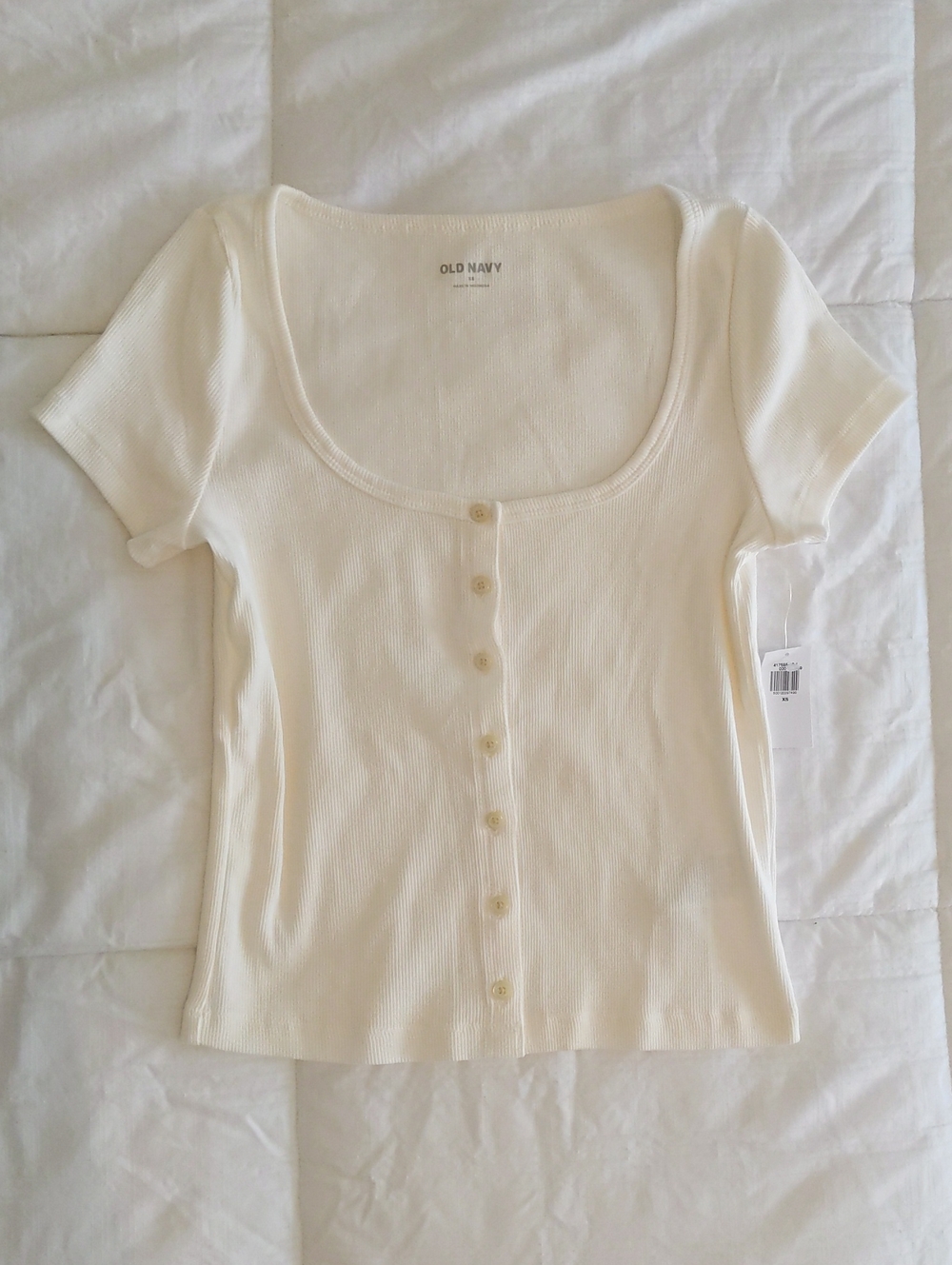 NWT Henley Scoop Neck Top Cream/Ivory XS | Soft Stretch Tee